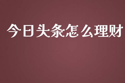 今日头条怎么理财_https://www.gongyisiwang.com_股指期货_第1张
