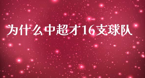 为什么中超才16支球队_https://www.gongyisiwang.com_股指期货交易手续费_第1张