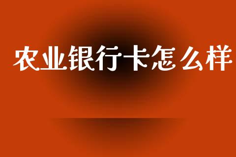 农业银行卡怎么样_https://www.gongyisiwang.com_股指期货交易手续费_第1张