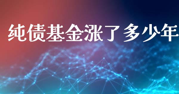 纯债基金涨了多少年_https://www.gongyisiwang.com_道指_第1张