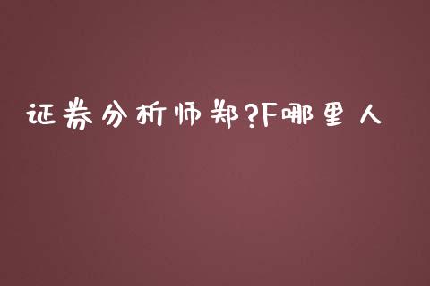 证券分析师郑?F哪里人_https://www.gongyisiwang.com_股指期货_第1张