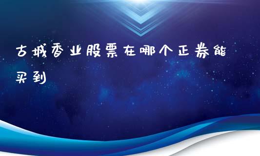 古城香业股票在哪个正券能买到_https://www.gongyisiwang.com_股指期货交易手续费_第1张