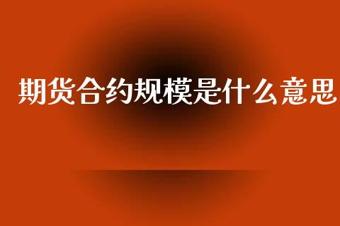 期货合约规模是什么意思_https://www.gongyisiwang.com_焦炭期货手续费_第1张