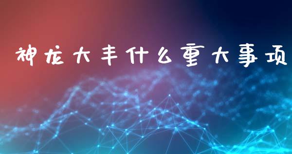 神龙大丰什么重大事项_https://www.gongyisiwang.com_焦炭期货手续费_第1张