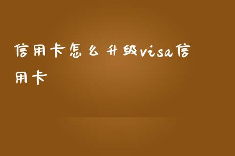 信用卡怎么升级visa信用卡_https://www.gongyisiwang.com_道指_第1张