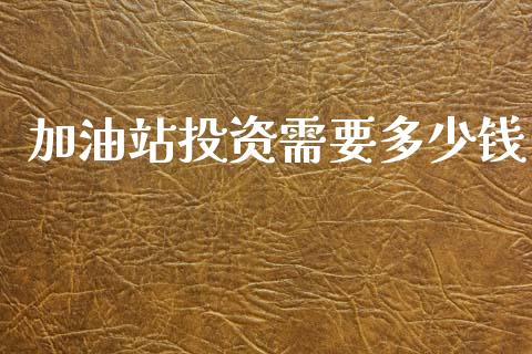 加油站投资需要多少钱_https://www.gongyisiwang.com_股指期货交易手续费_第1张