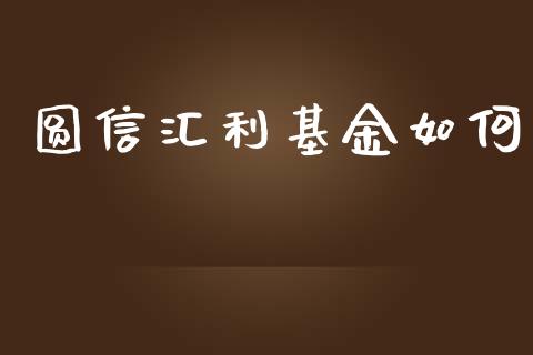 圆信汇利基金如何_https://www.gongyisiwang.com_焦炭期货手续费_第1张