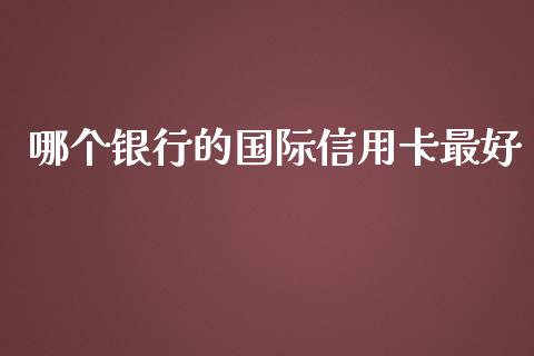 哪个银行的国际信用卡最好_https://www.gongyisiwang.com_焦炭期货手续费_第1张
