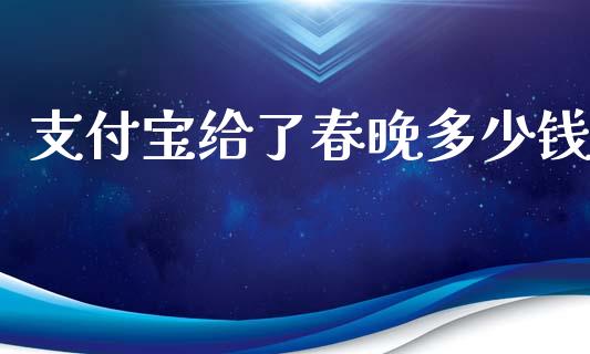 支付宝给了春晚多少钱_https://www.gongyisiwang.com_广发期货手续费_第1张