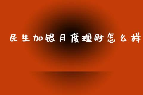 民生加银月度理财怎么样_https://www.gongyisiwang.com_焦炭期货手续费_第1张