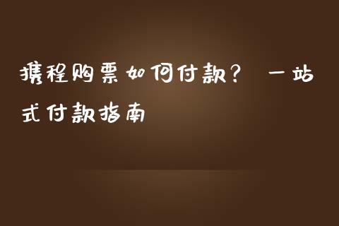 携程购票如何付款？ 一站式付款指南_https://www.gongyisiwang.com_股指期货交易手续费_第1张