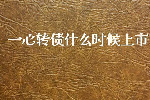 一心转债什么时候上市_https://www.gongyisiwang.com_恒指期货_第1张