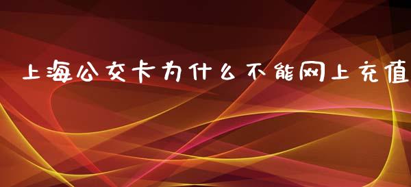 上海公交卡为什么不能网上充值_https://www.gongyisiwang.com_股指期货_第1张