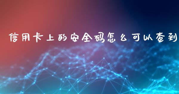 信用卡上的安全码怎么可以查到_https://www.gongyisiwang.com_期货公司手续费排名_第1张