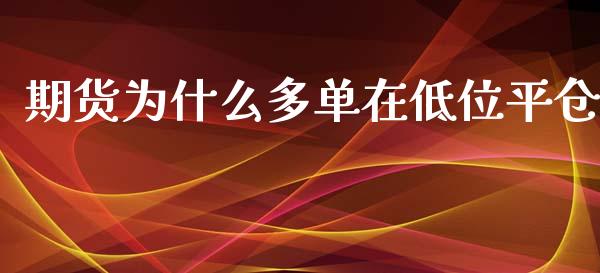 期货为什么多单在低位平仓_https://www.gongyisiwang.com_股指期货交易手续费_第1张