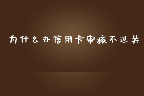 为什么办信用卡审核不过关_https://www.gongyisiwang.com_焦炭期货手续费_第1张