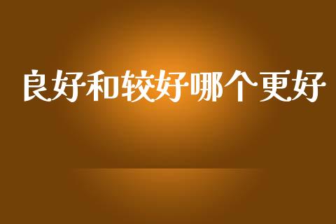 良好和较好哪个更好_https://www.gongyisiwang.com_股指期货_第1张
