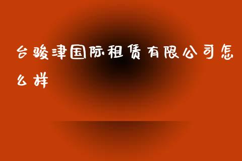 台骏津国际租赁有限公司怎么样_https://www.gongyisiwang.com_股指期货_第1张