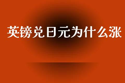 英镑兑日元为什么涨_https://www.gongyisiwang.com_股指期货_第1张