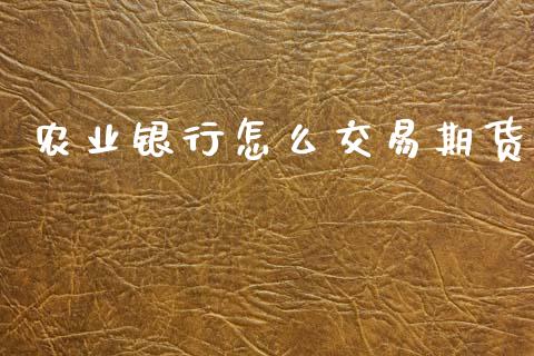 农业银行怎么交易期货_https://www.gongyisiwang.com_恒指期货_第1张