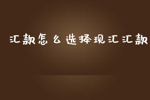 汇款怎么选择现汇汇款_https://www.gongyisiwang.com_焦炭期货手续费_第1张