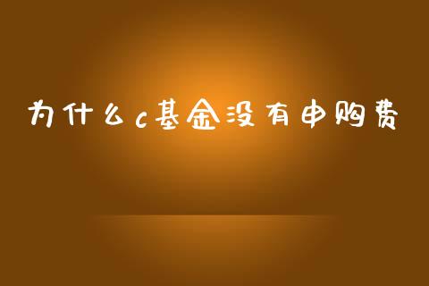 为什么c基金没有申购费_https://www.gongyisiwang.com_道指_第1张