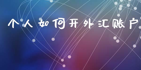 个人如何开外汇账户_https://www.gongyisiwang.com_股指期货_第1张