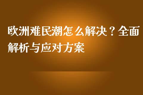 欧洲难民潮怎么解决？全面解析与应对方案_https://www.gongyisiwang.com_股指期货交易手续费_第1张