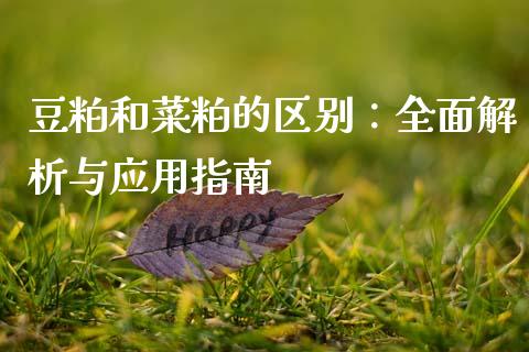 豆粕和菜粕的区别：全面解析与应用指南_https://www.gongyisiwang.com_道指_第1张