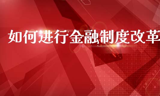 如何进行金融制度改革_https://www.gongyisiwang.com_股指期货交易手续费_第1张