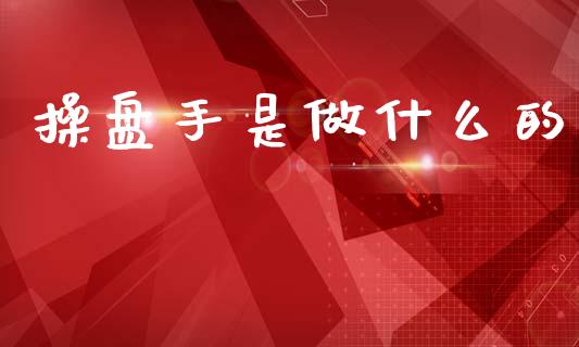 操盘手是做什么的_https://www.gongyisiwang.com_恒指期货_第1张
