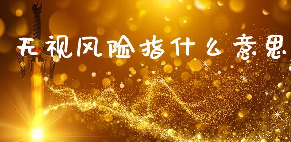 无视风险指什么意思_https://www.gongyisiwang.com_股指期货交易手续费_第1张