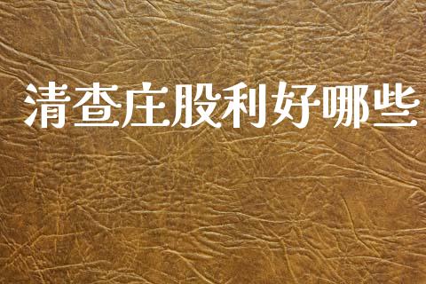 清查庄股利好哪些_https://www.gongyisiwang.com_原油期货_第1张