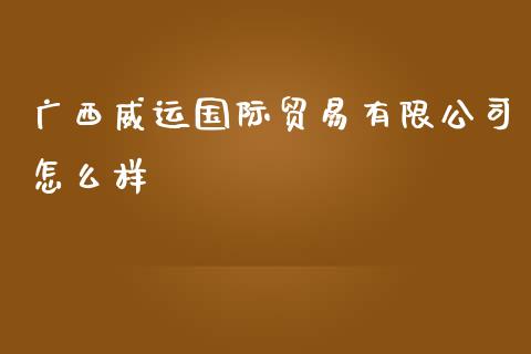 广西威运国际贸易有限公司怎么样_https://www.gongyisiwang.com_道指_第1张